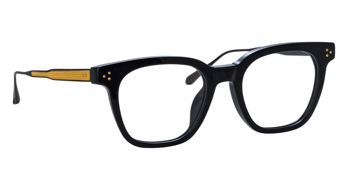 Linda Farrow Lfl Oversized Square Frame Eyeglasses With Textured Gold Accents