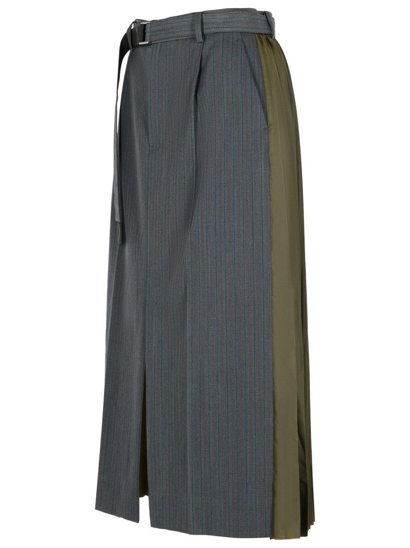 Sacai Grey Wool Blend Skirt