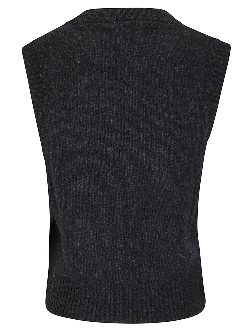 Ganni Graphic Floral Pattern Wool Blend Vest