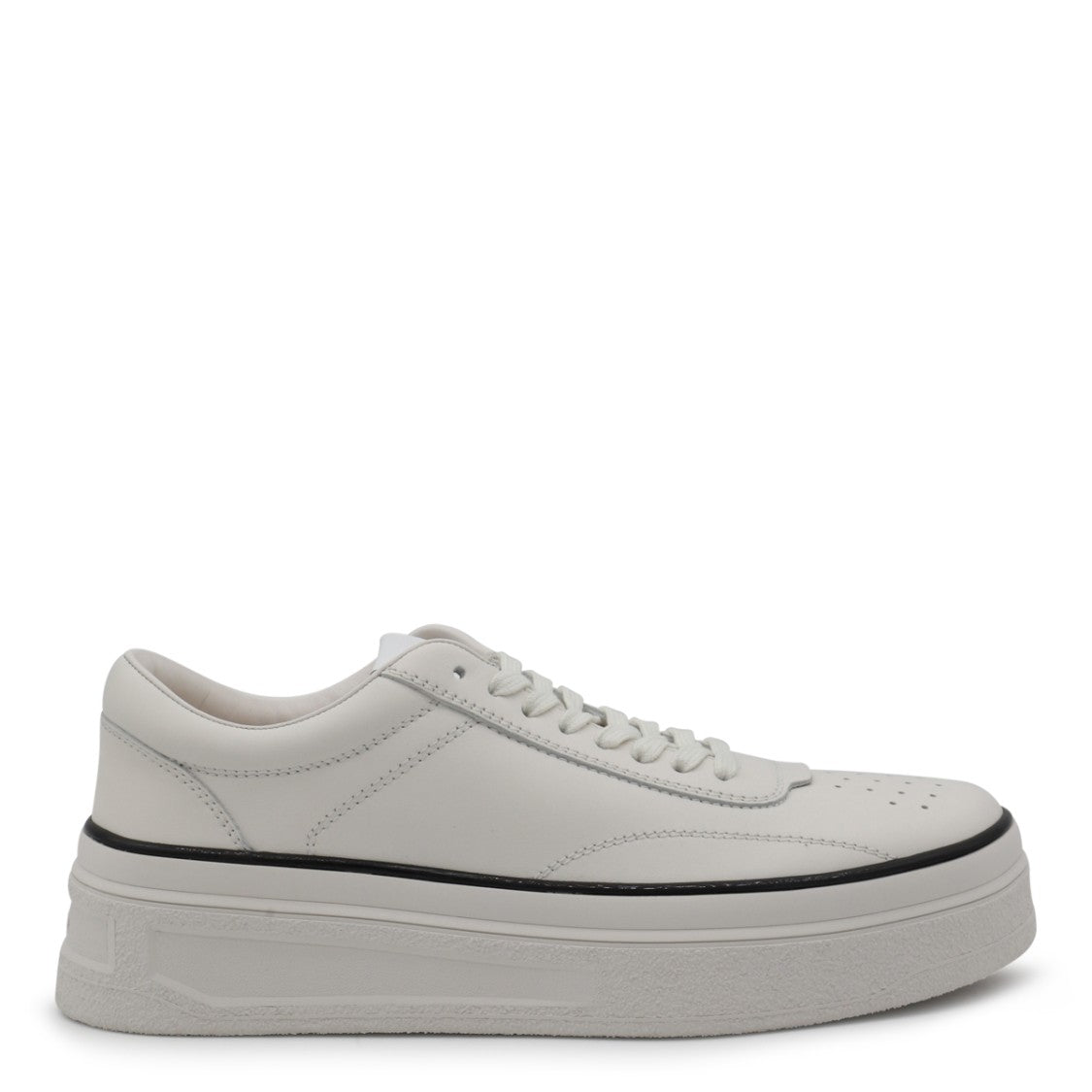 Jil Sander White Leather Cotton Laces Sneakers