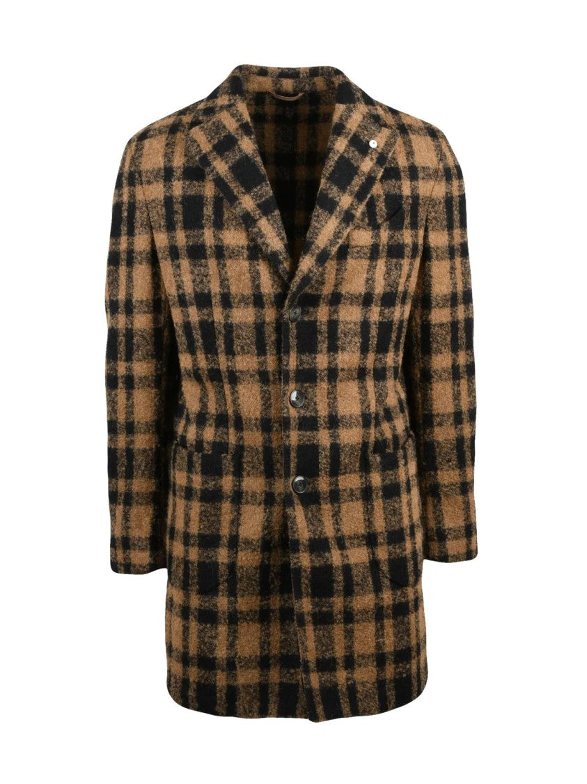 L.B.M. 1911 Beige-Black Wool-Blend Coat