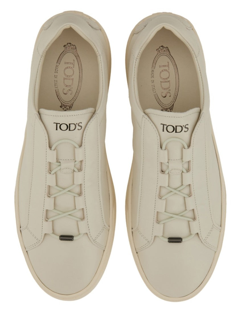Tod's Low-Top Textured Accent Leather Sneakers