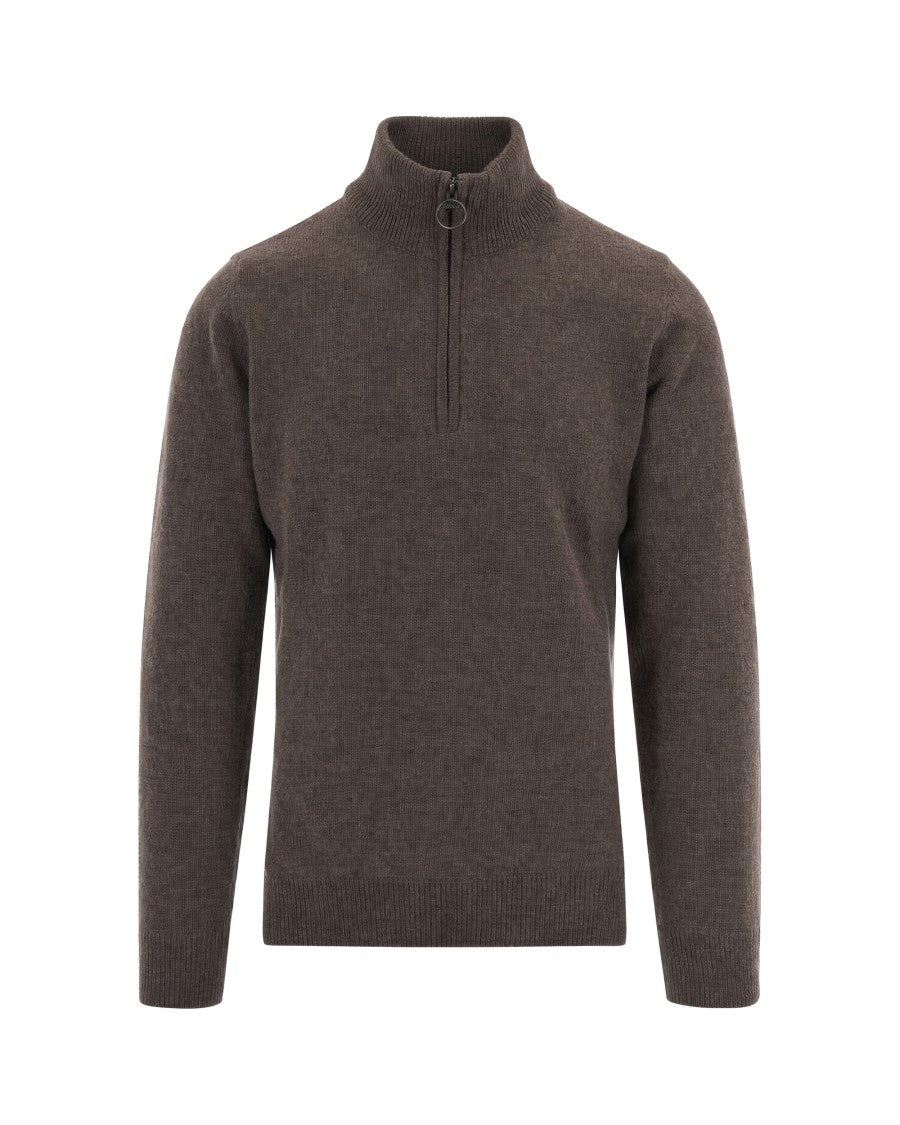 Barbour Holden Half-Zip Plaid Patch Wool Sweater