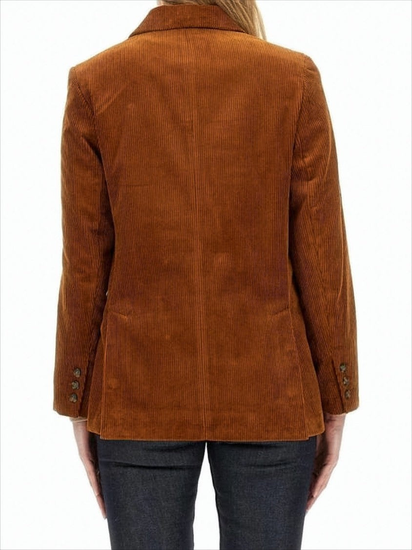 A.P.C. Double-Breasted Corduroy Suit Jacket With Wide Lapels