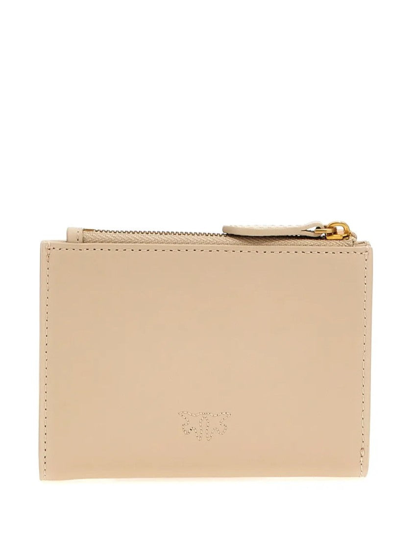 Pinko Beige Cow Leather Compact Wallet