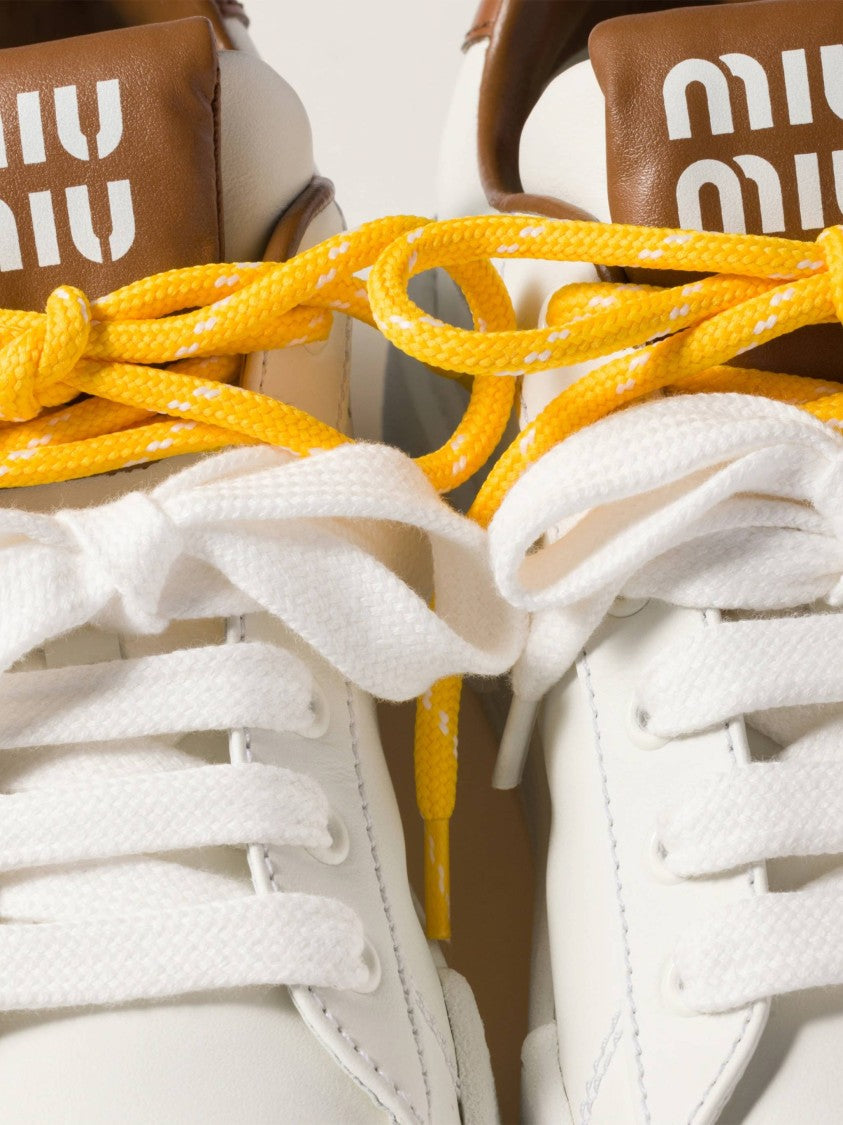 Miu Miu White Low-Top Contrast Detail Sneakers