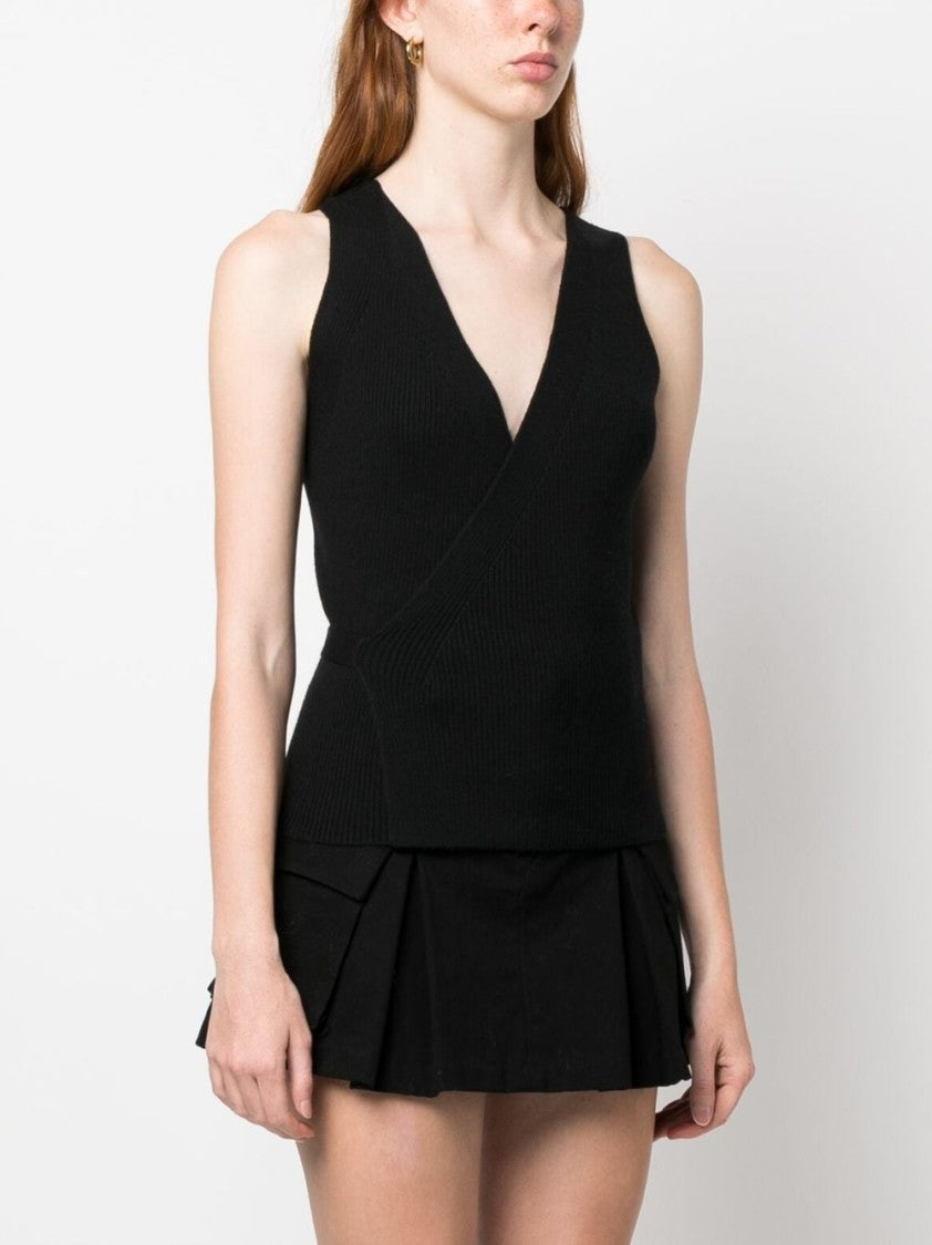 Patou Ribbed Knit Wrap Top