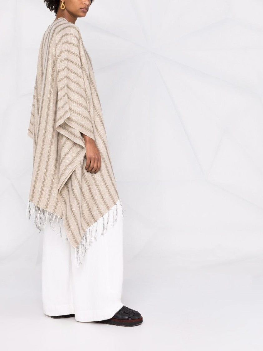Brunello Cucinelli Woven Scarf With Vertical Stripes And Fringed Edges