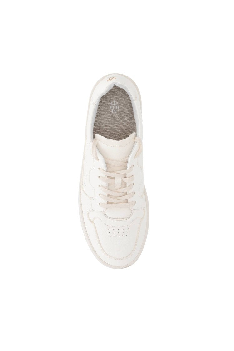 Eleventy White Super Soft Deerskin Leather Sneakers