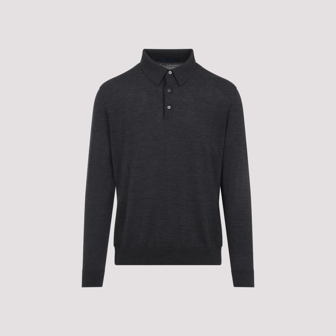 Kiton Classic Black Polo T-Shirt With Buttoned Placket