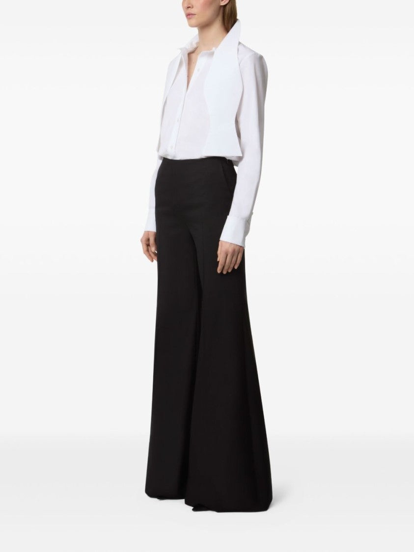 Nina Ricci Flared Tailored Trousers In Virgin Wool Gabardine