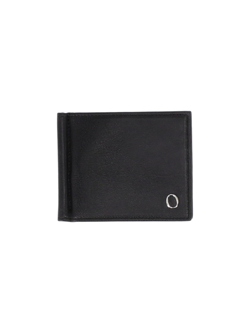 Claudio Orciani Black Lagoon Silver-Accent Leather Money Clip Wallet