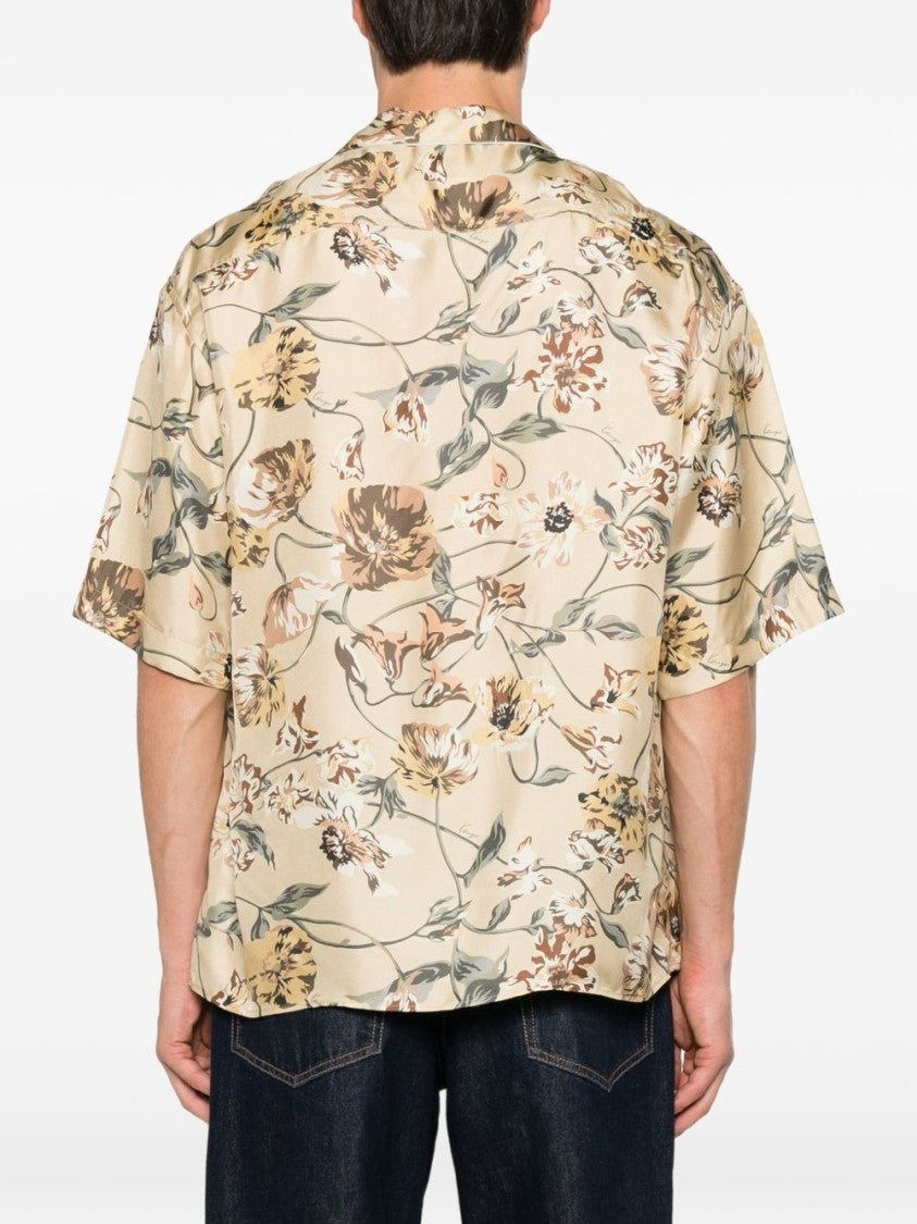 Kenzo Floral Short-Sleeved Shirt With Camp Collar And Button-Down Front