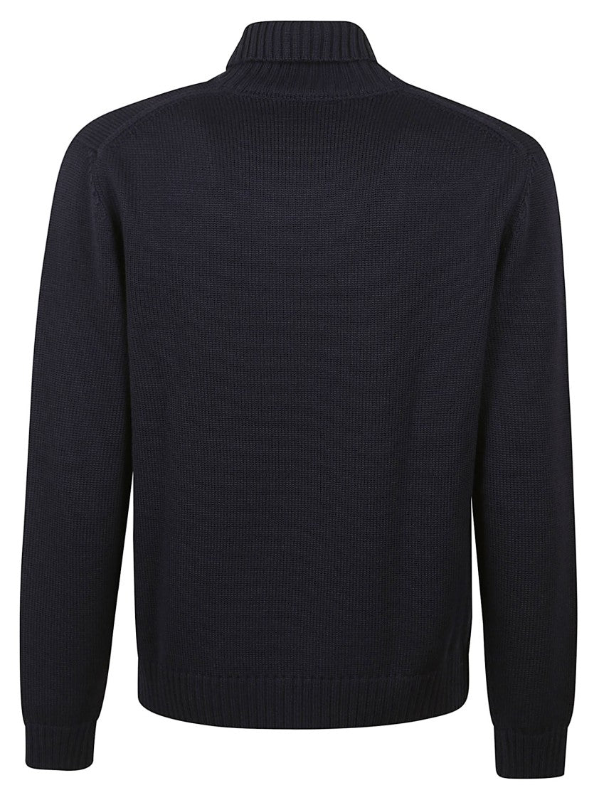 Zanone Ribbed Wool Turtleneck Sweater With High Collar