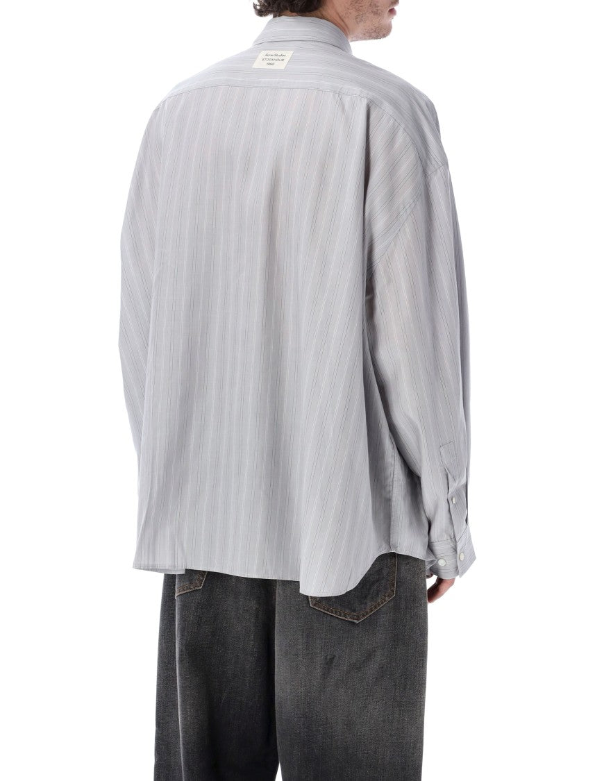 Acne Studios Relaxed Fit Lyocell Stripe Shirt With Chest Pocket