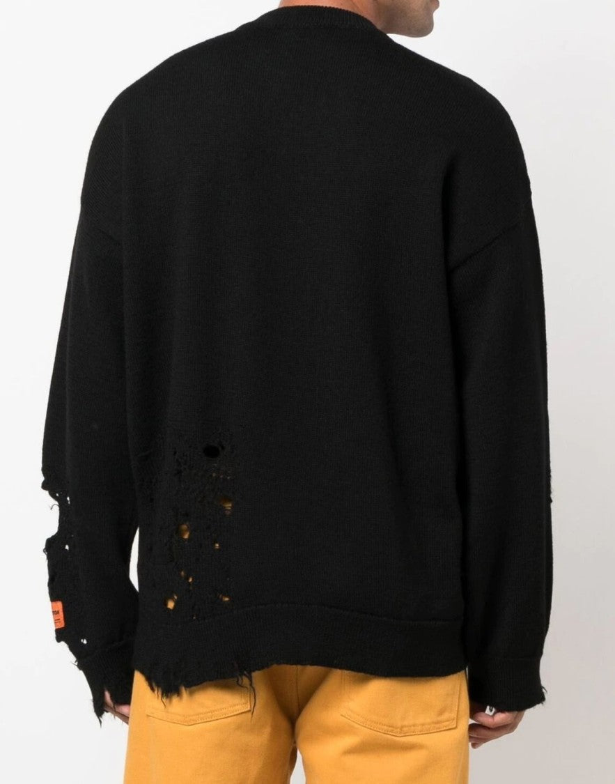 Heron Preston Ctnmb Logo Shredded Knit Sweater