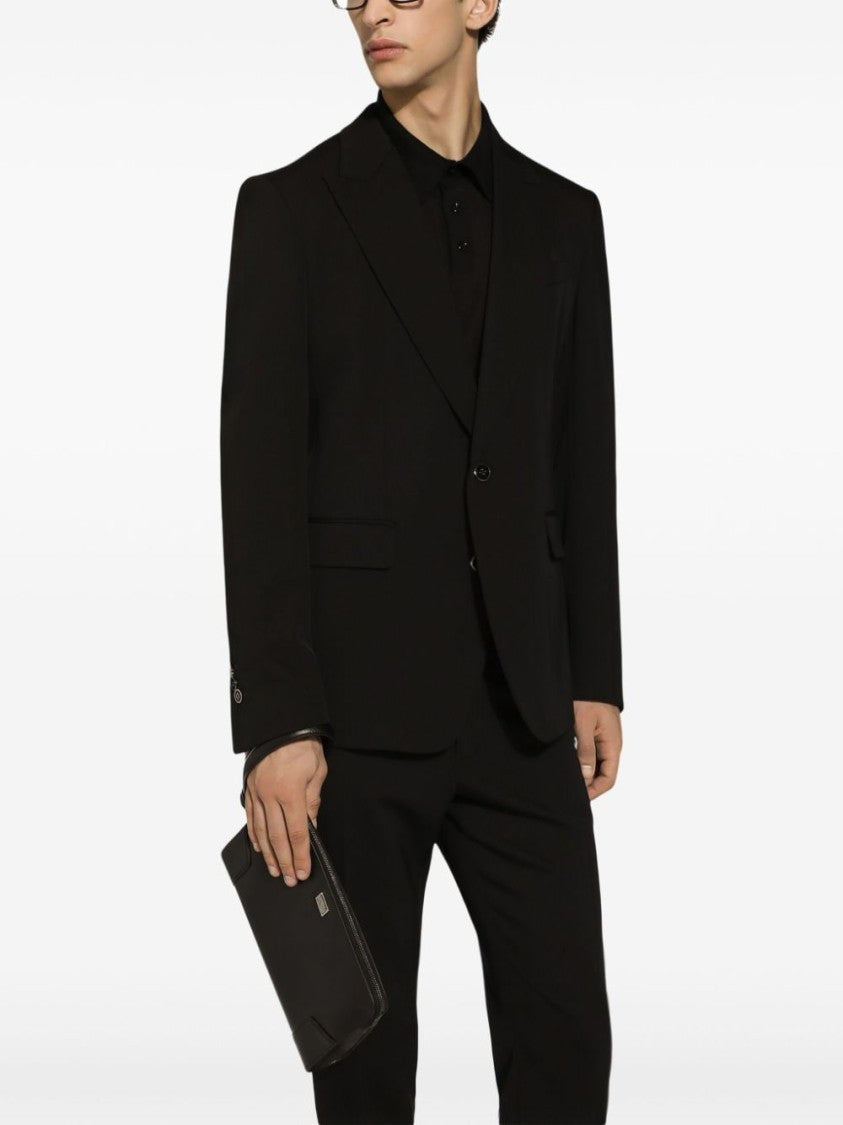 Dolce & Gabbana Tailored Black Jacket With Textured Finish And Notched Lapels