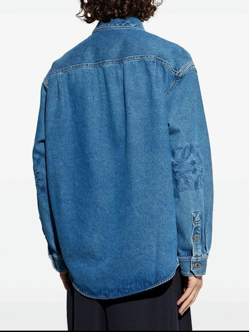 Loewe Denim Long-Sleeve Casual Shirt With Embroidered Detail
