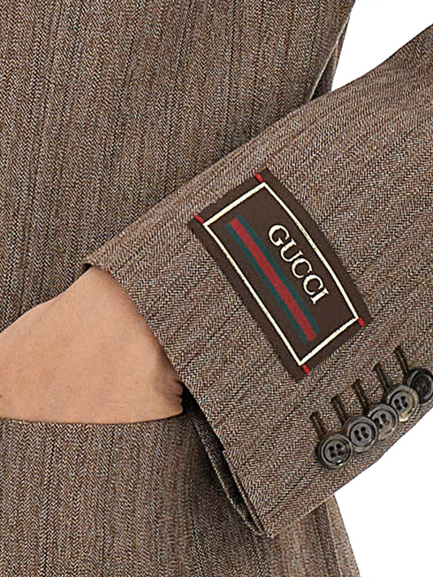 Gucci Classic Herringbone Patterned Wool Jacket
