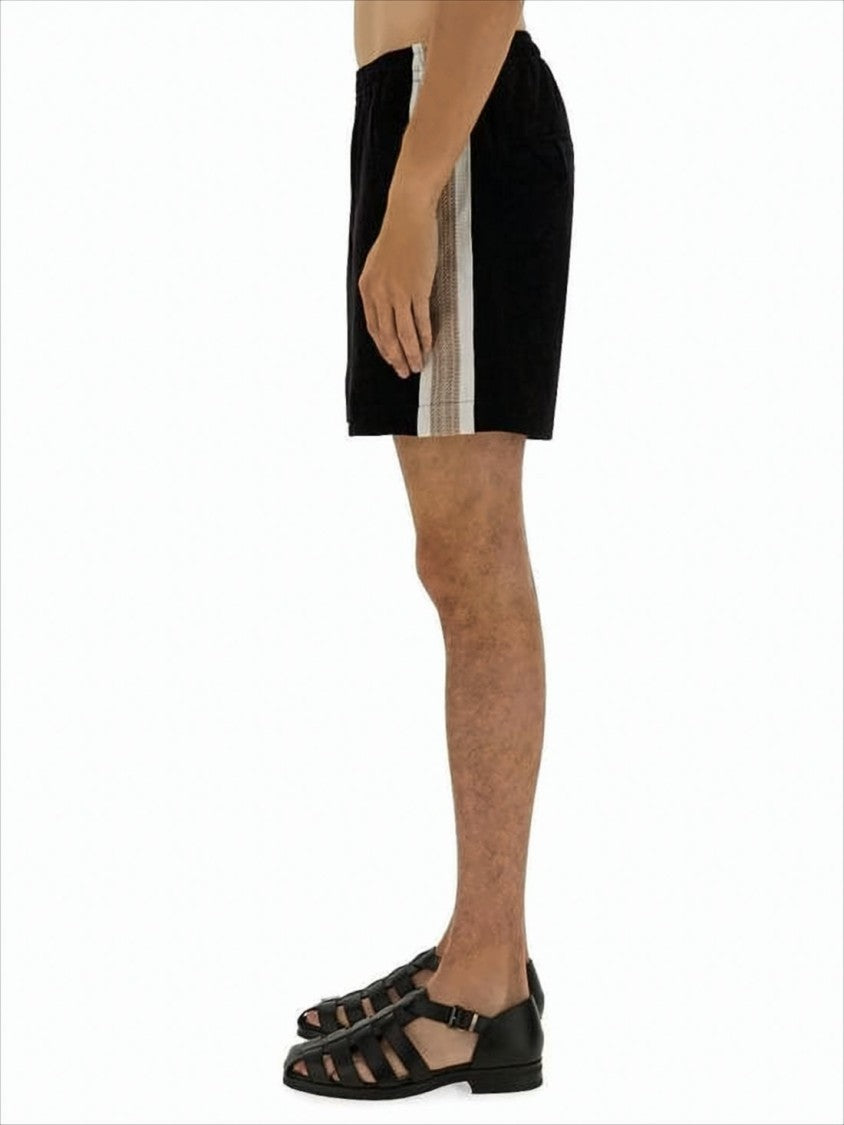 Sasquatchfabrix Relaxed Fit Black Shorts With Vertical Stripes