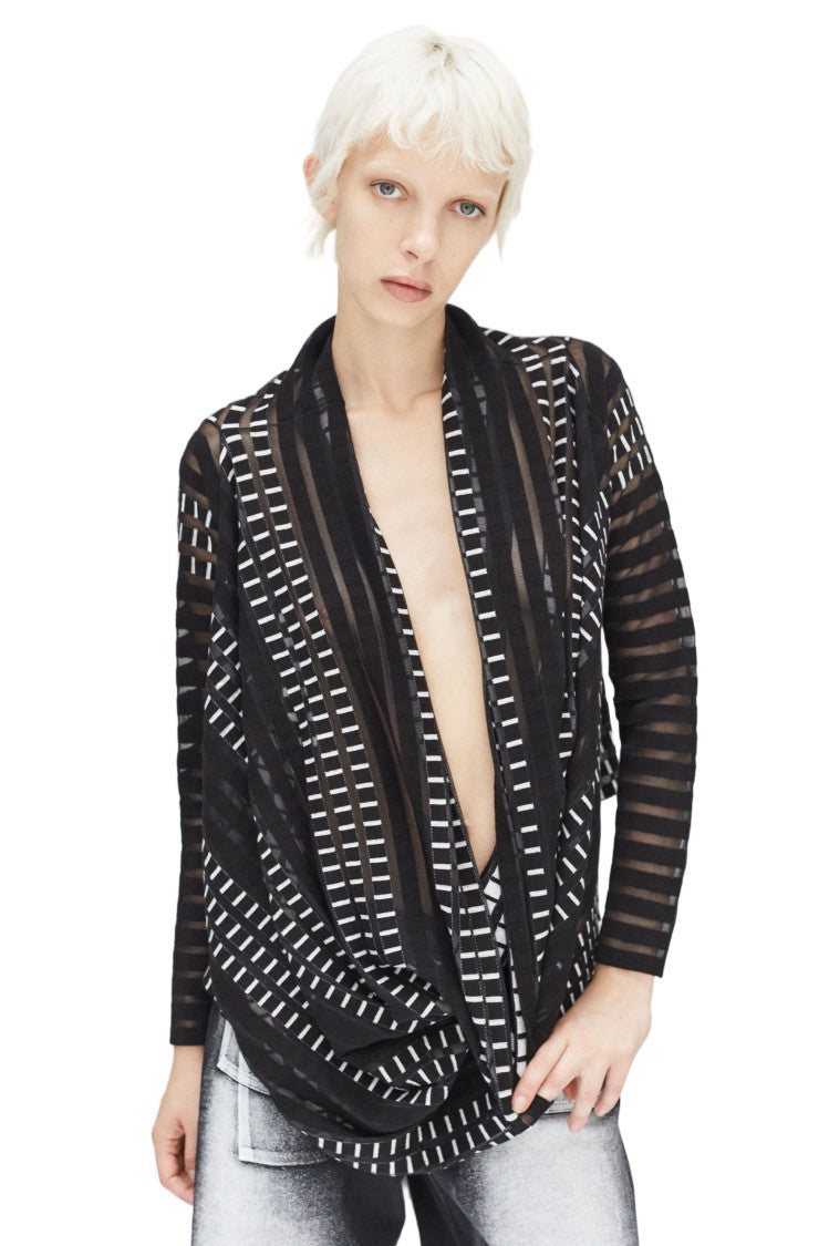 Pier Antonio Gaspari Jacquard Asymmetrical Plunging Neckline Open-Back Pullover