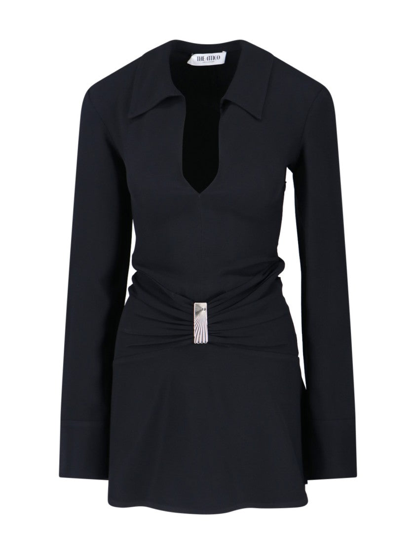 The Attico Mini Dress With Deep V-Neck