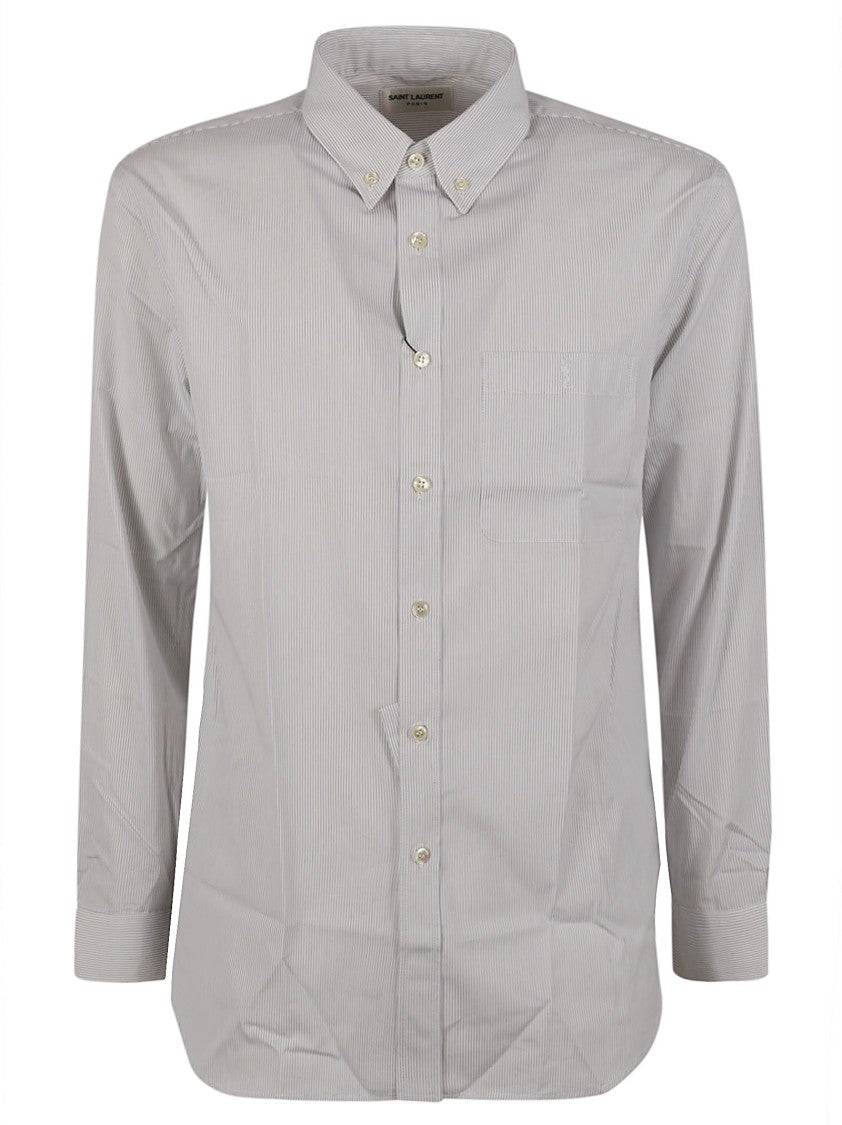 Saint Laurent Button-Down Collar Shirt With Vertical Stripes