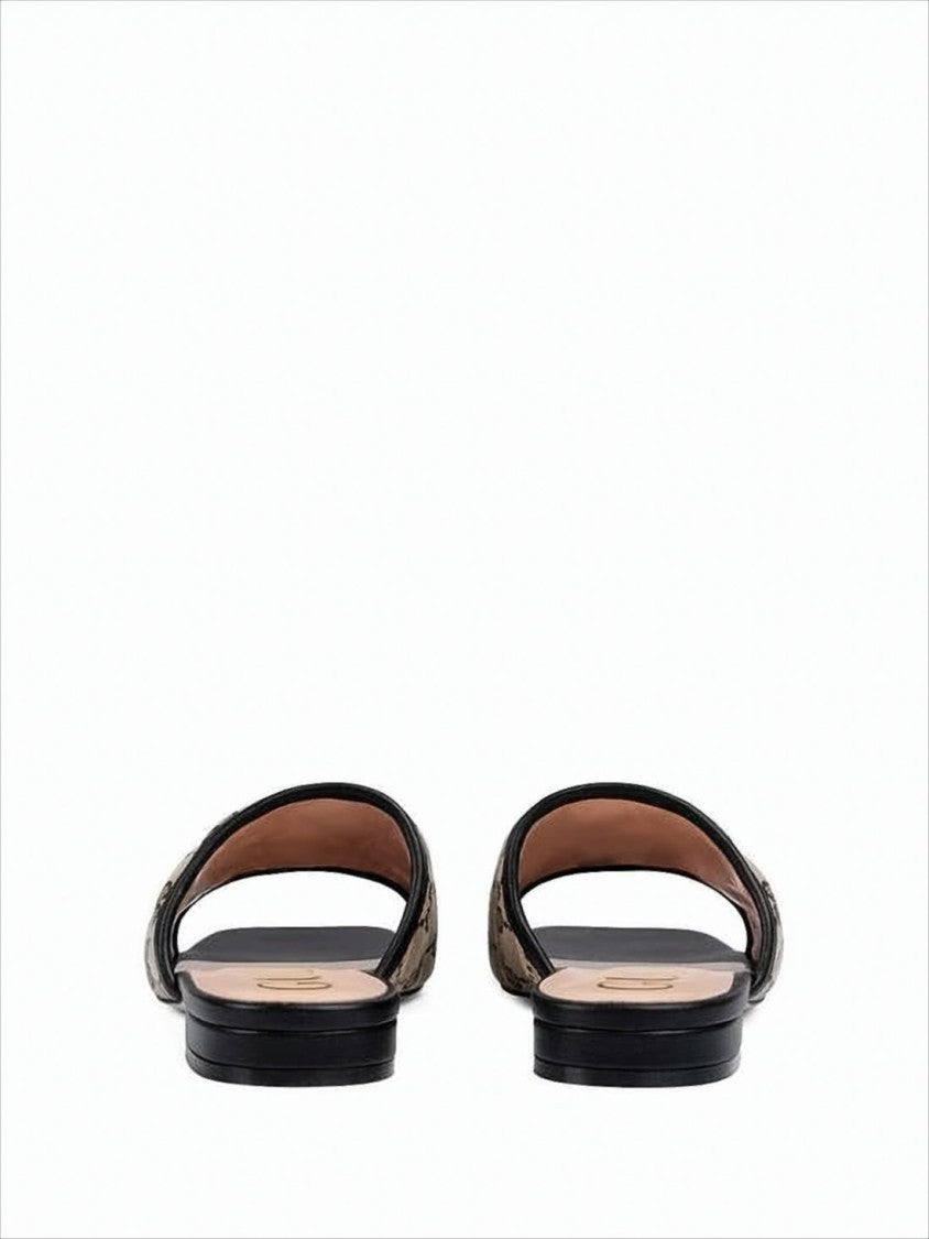 Gucci Beige Monogram Canvas Mules
