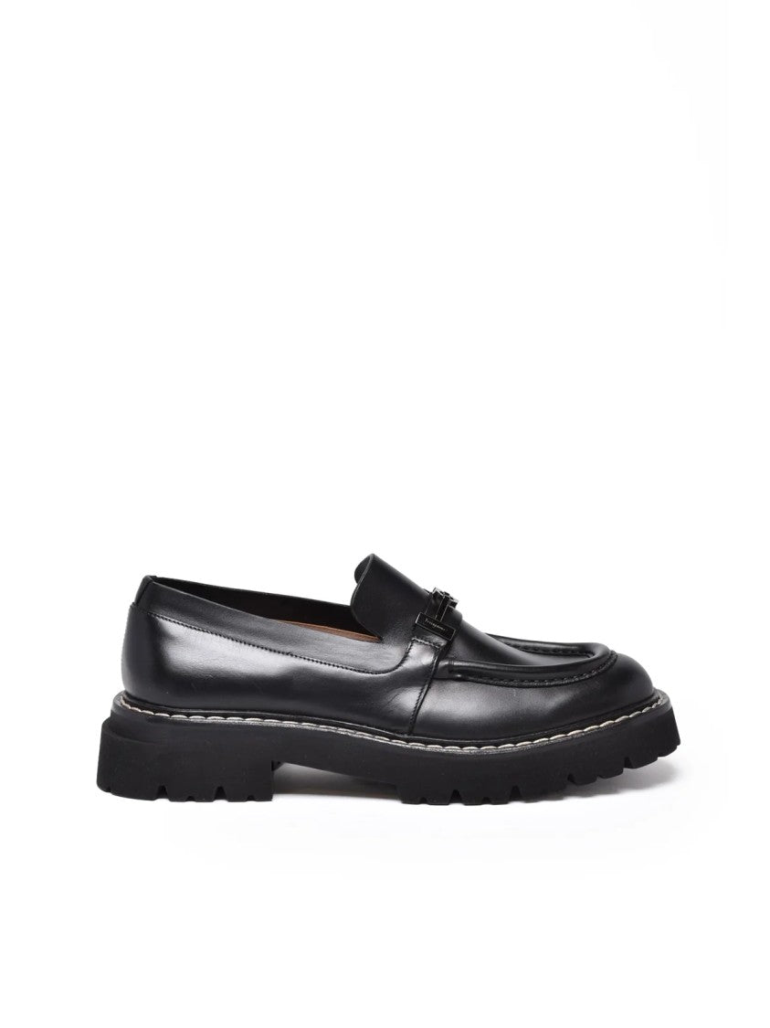 Salvatore Ferragamo Black Leather Ignazio Loafers