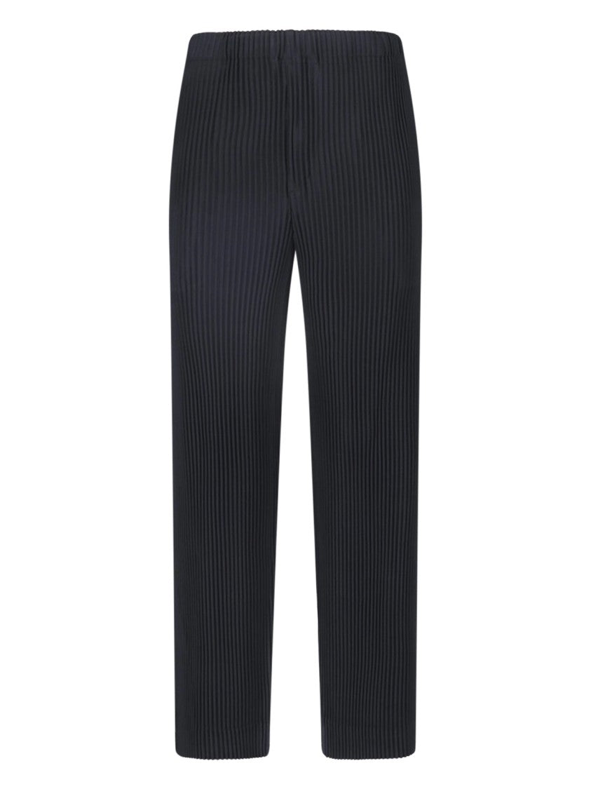 Homme Plissé Issey Miyake Black Pleated Button Closure Straight-Leg Pants