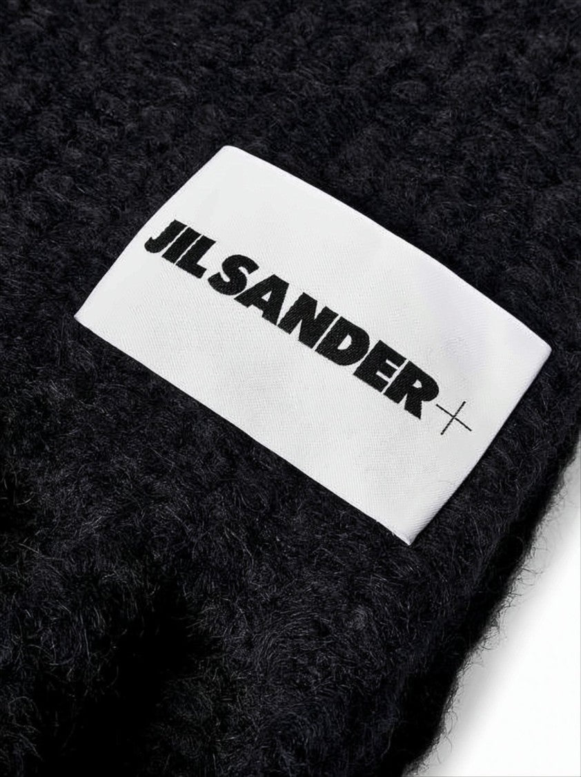Jil Sander Textured Knit Scarf With Graphic Detail