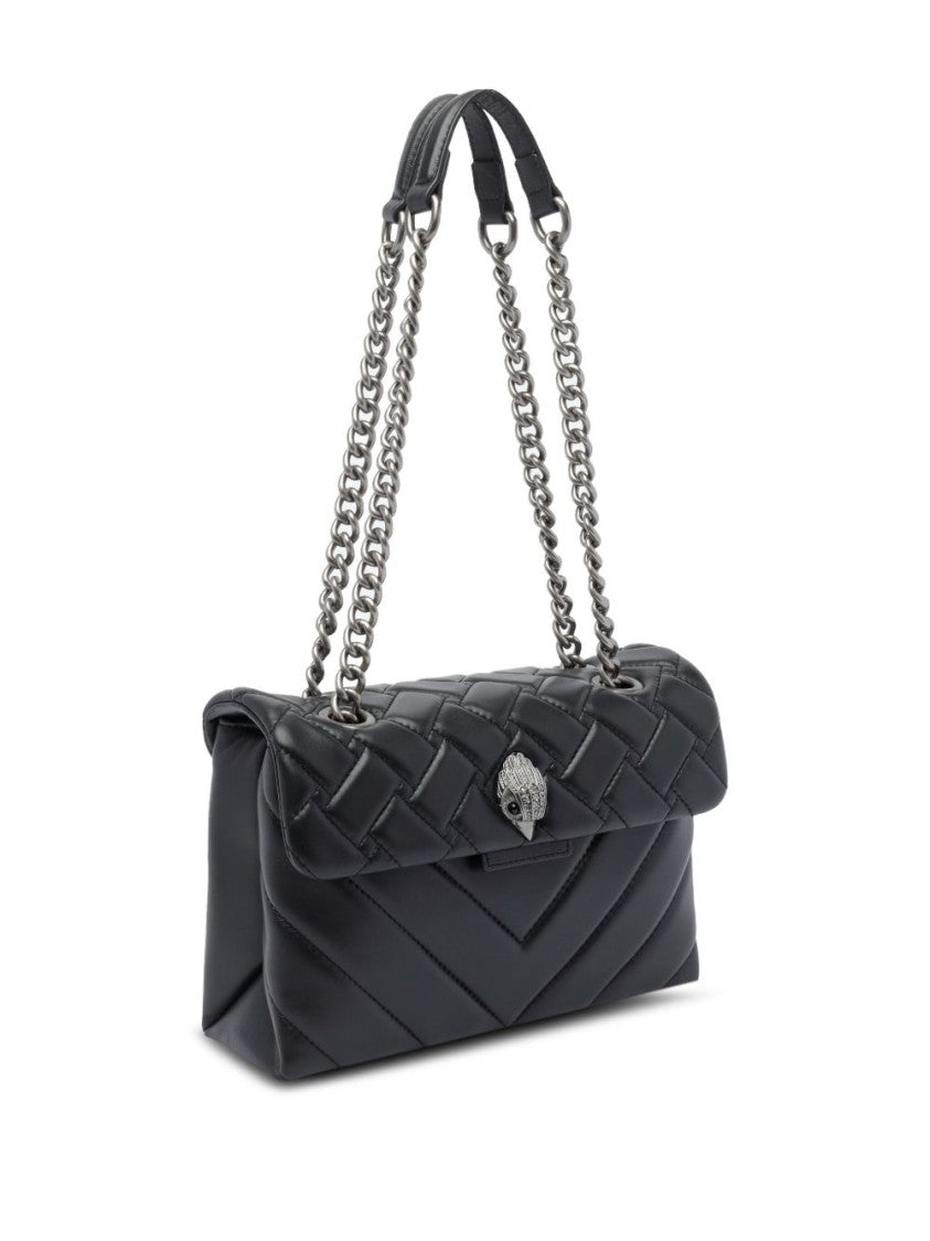 Kurt Geiger Quilted Calf Leather Shoulder Bag With Distinctive Silver Clasp