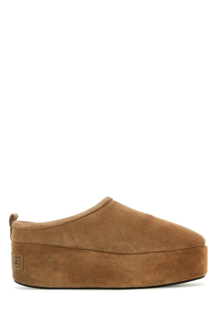 Balenciaga Camel Suede Alaska Soft Slippers