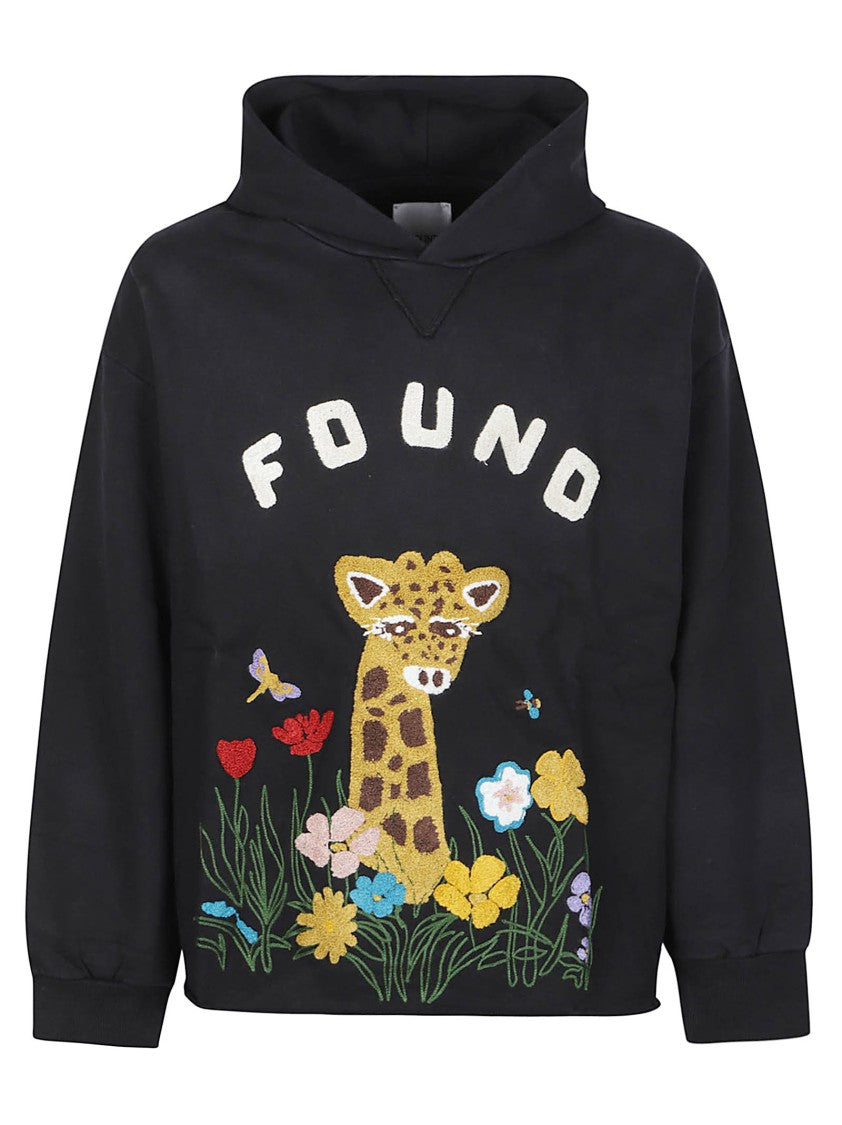 Found Embroidered Wildlife Hooded Cotton Sweatshirt