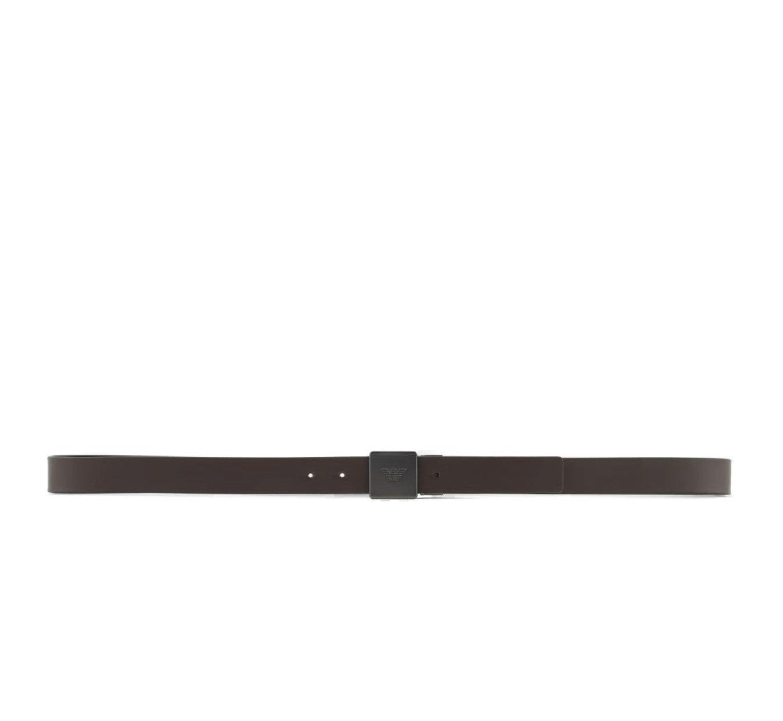Emporio Armani Reversible Leather Belt With Metal Logo Plate
