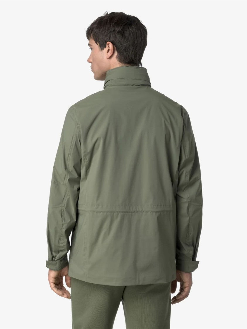 K-Way Manuel Olive Green High Collar Jacket