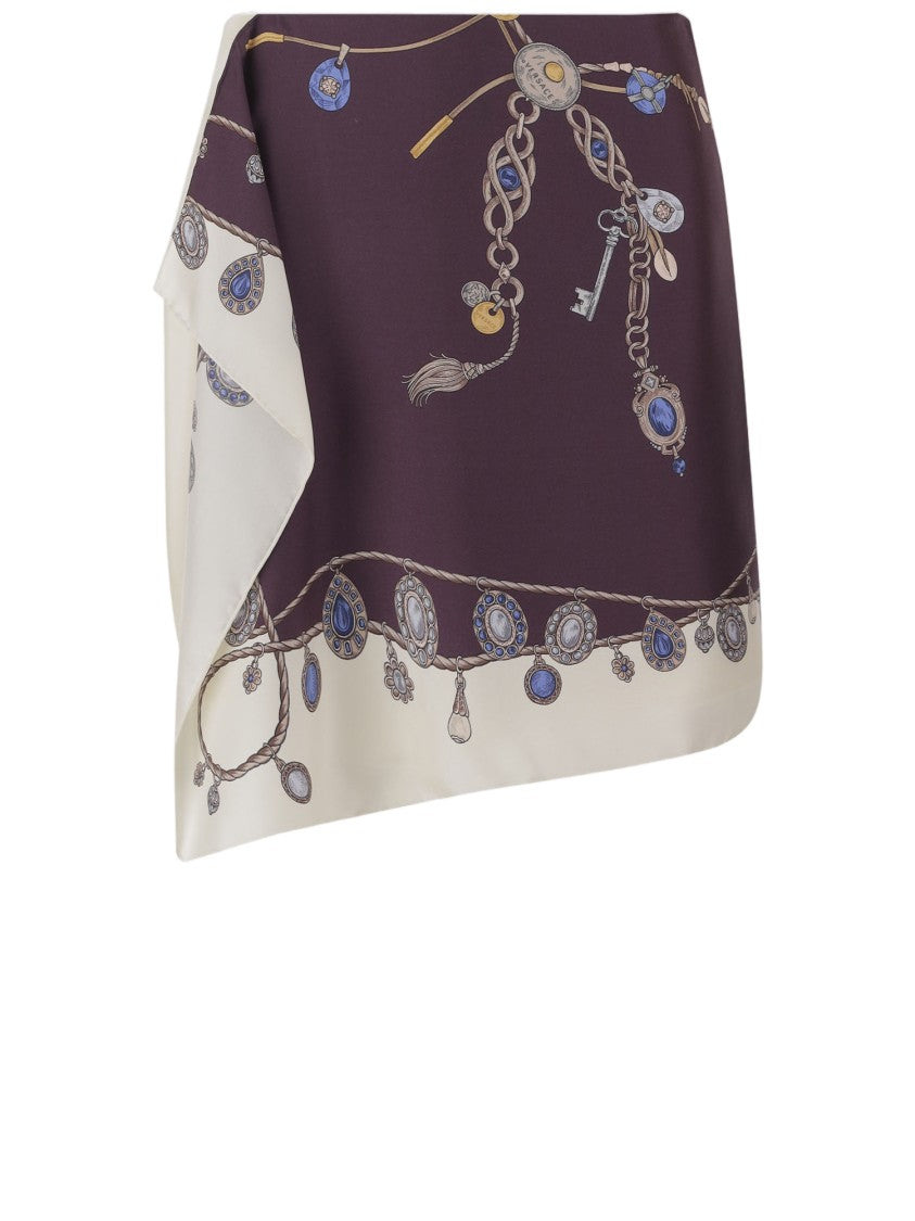 Versace Printed Silk Twill Mini Skirt With Side Bow Detail