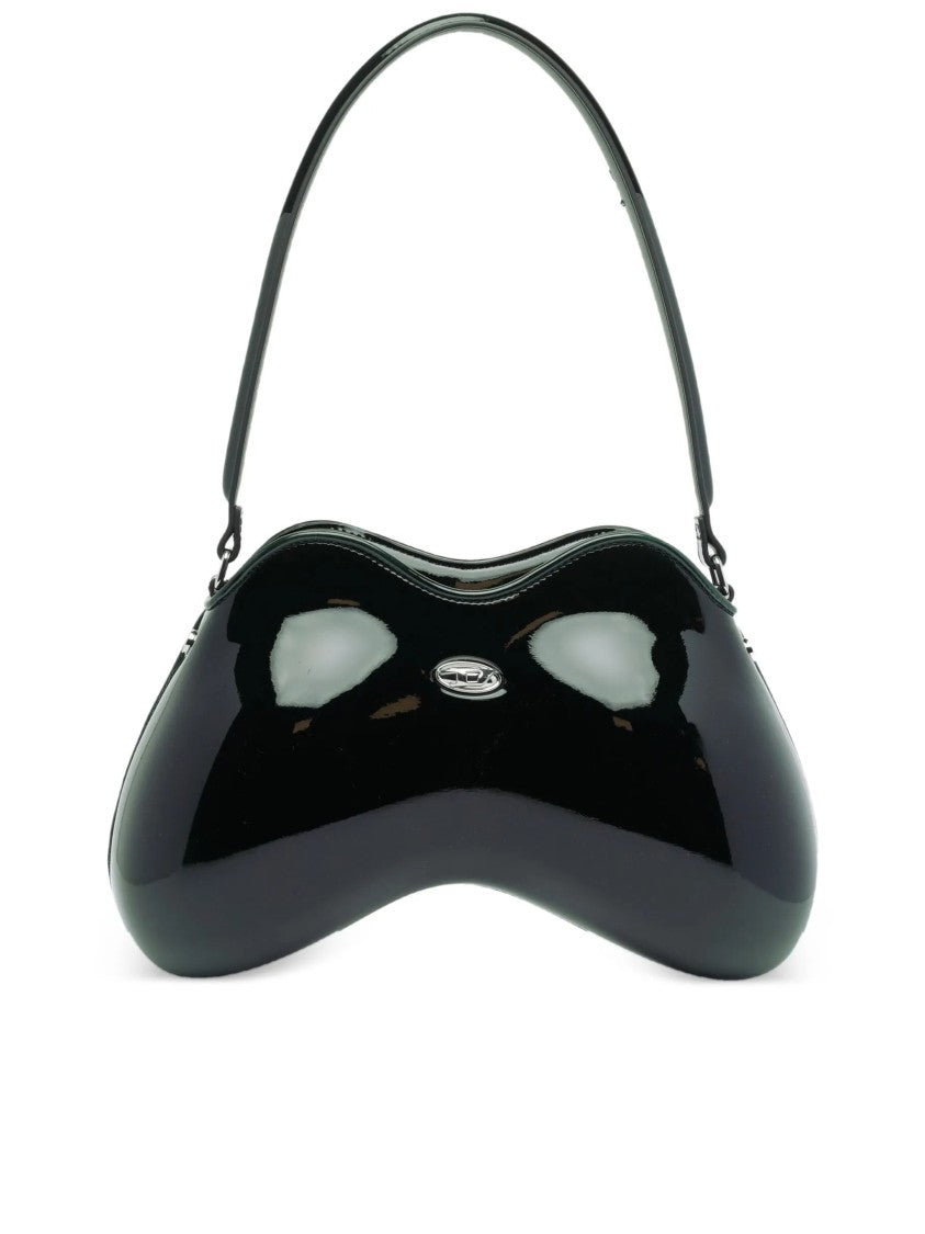 Diesel Black Play Double-D Curved Patent Handbag