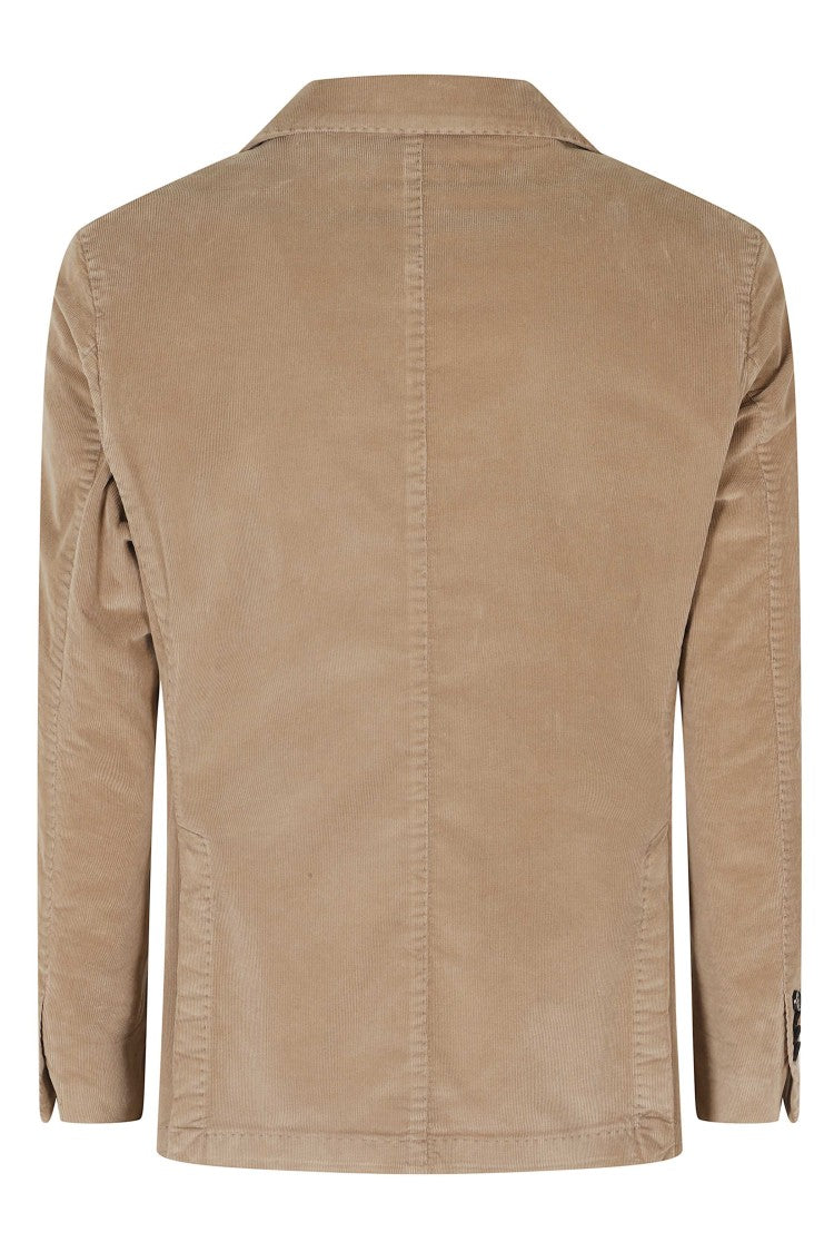 L.B.M. Dove Gray Ribbed Velvet Double-Breasted Jacket With Jeweled Button