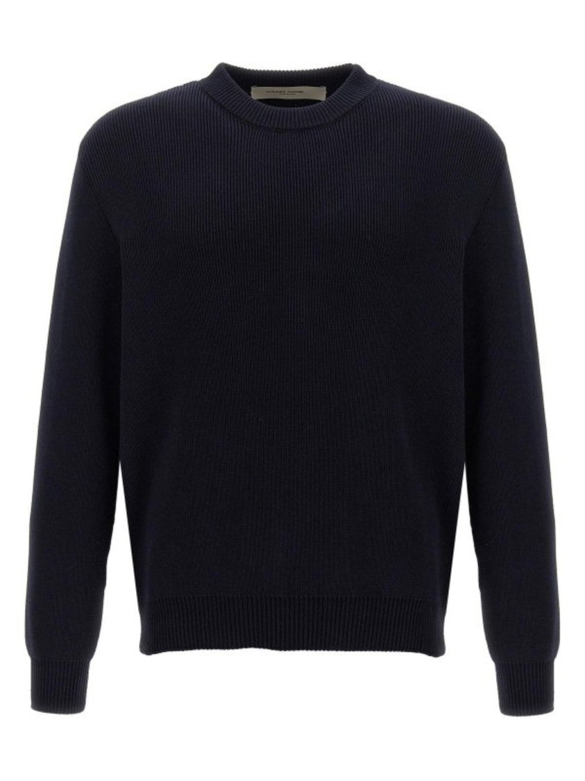 Golden Goose Blue Ribbed Finishes Cotton Sweater