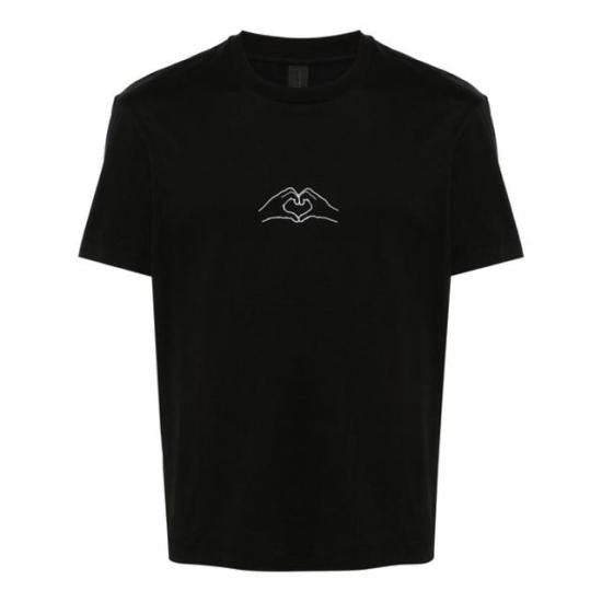 Neil Barrett Minimalist Black Cotton T-Shirt With Heart Graphic