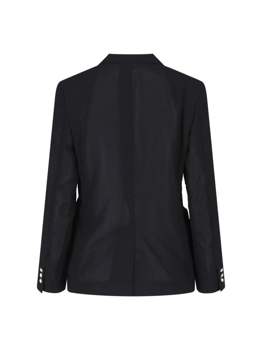 Comme Des Garçons Tailored Black Blazer With Semi-Transparent Back And Decorative Buttons