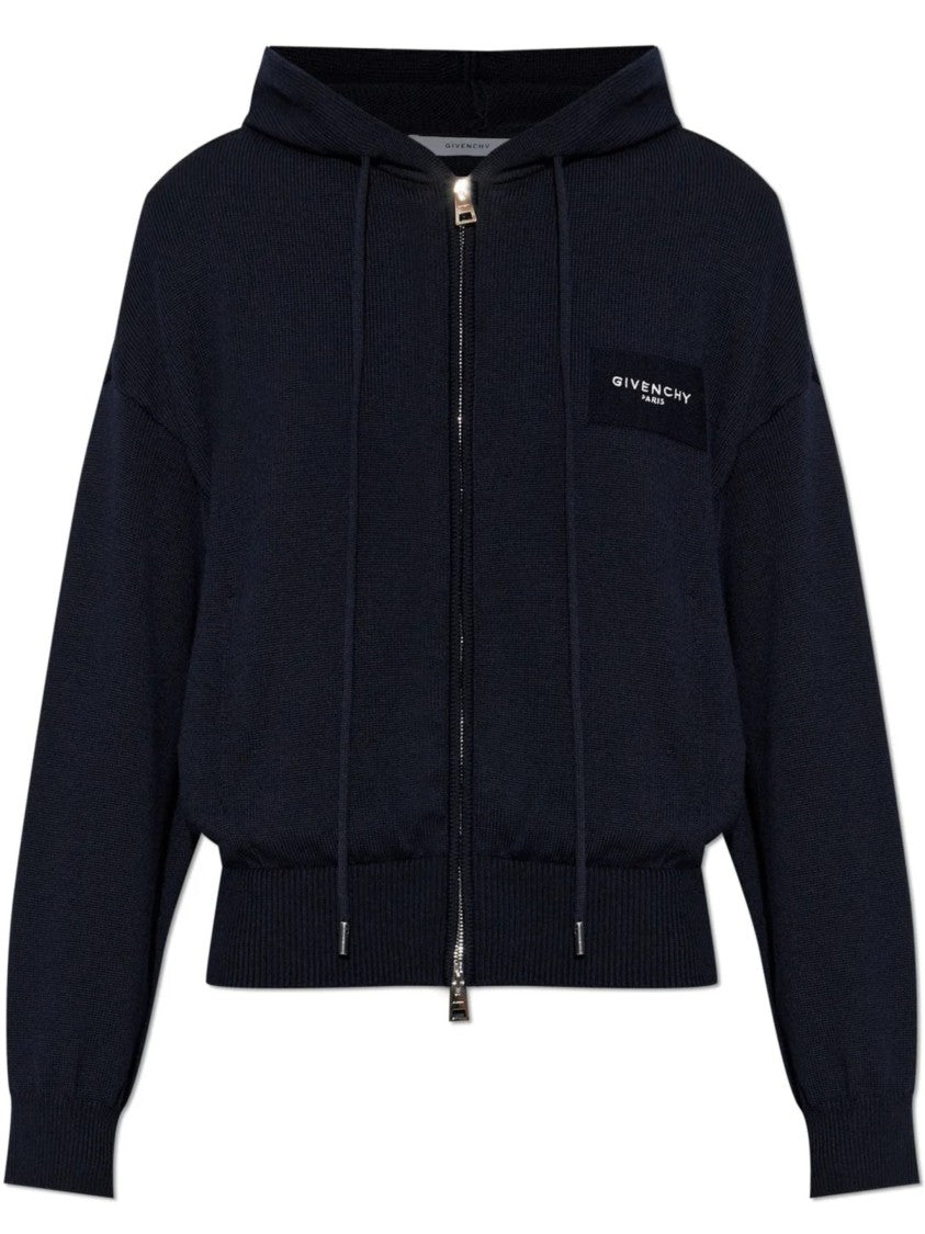 Givenchy Ribbed Knit Zip-Up Hoodie Sweater With Adjustable Hood