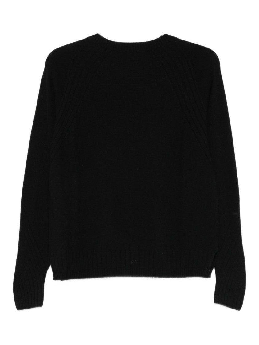 D. Exterior Classic Black Sweater With Round Neckline And Long Sleeves