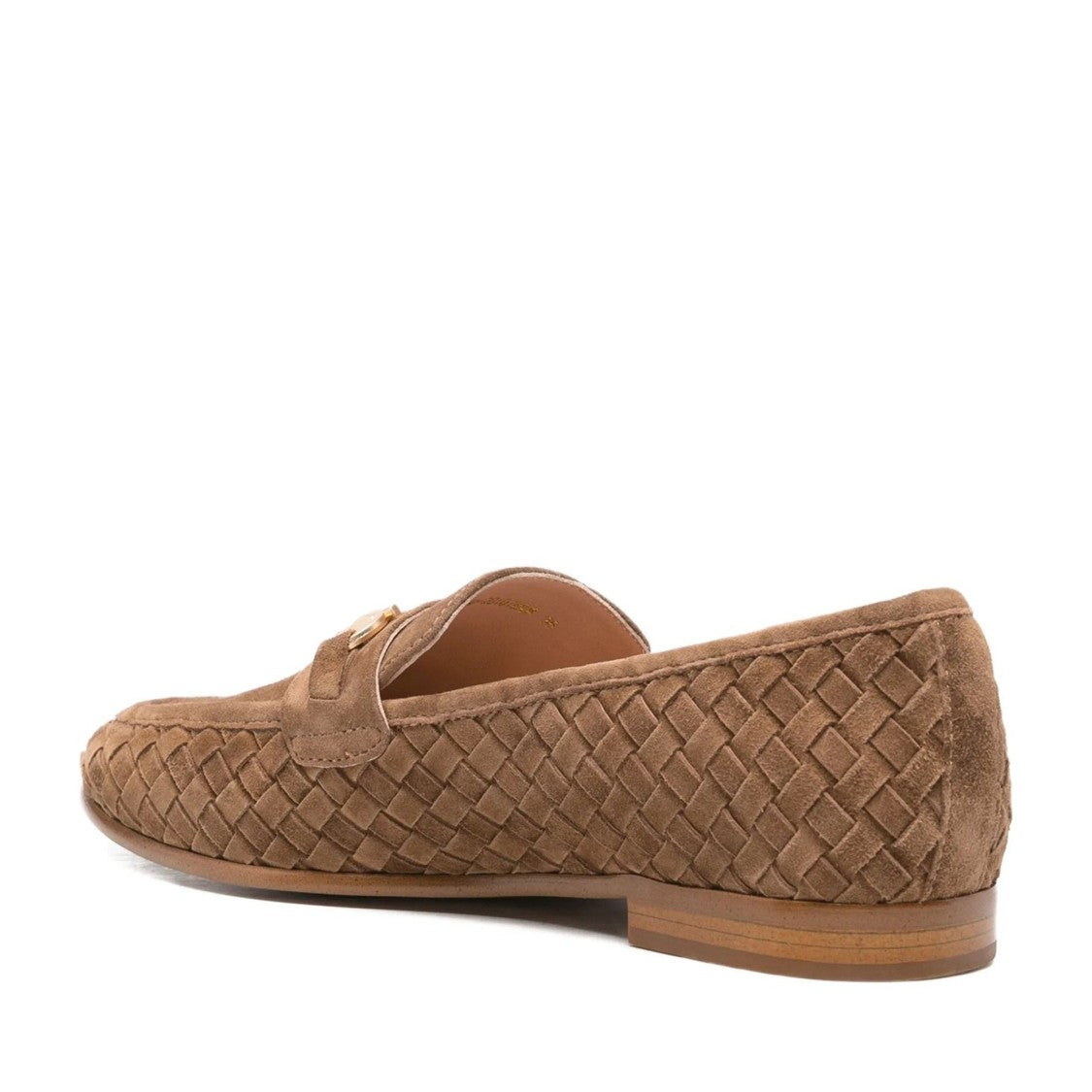 Adrianna Feretti Brown Woven Metallic Horsebit Suede Loafers