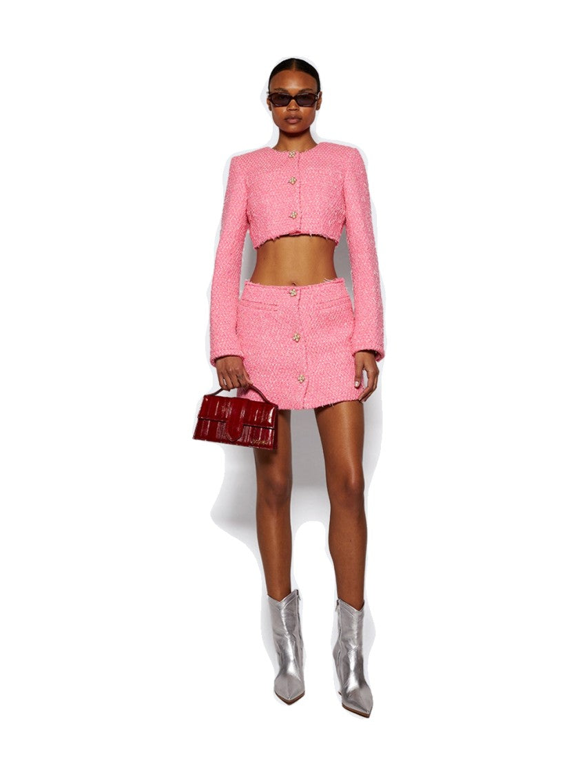 Vetements Deconstructed Tweed Skirt Hot Pink