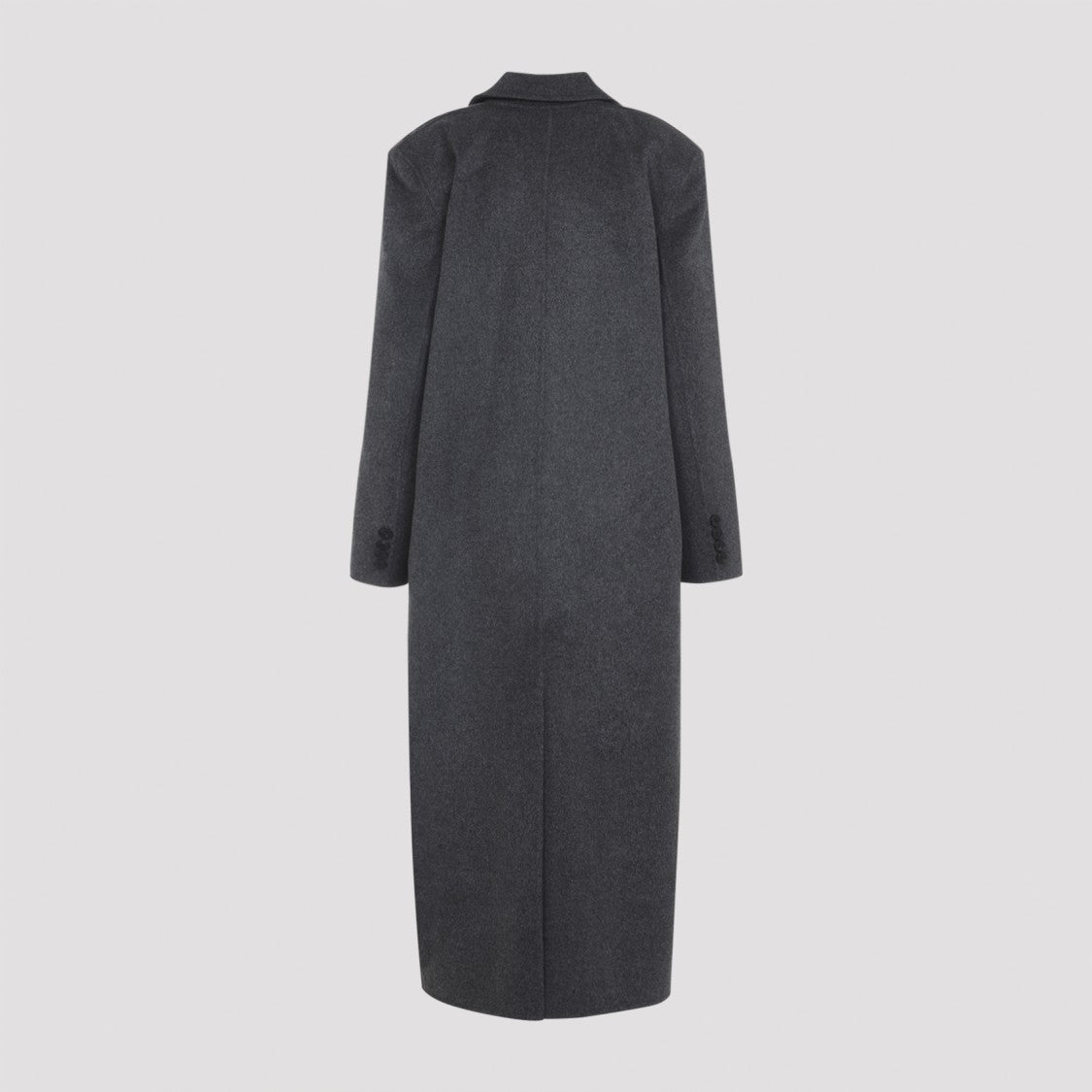 The Frankie Shop Double-Breasted Long Coat In Grey Wool Blend