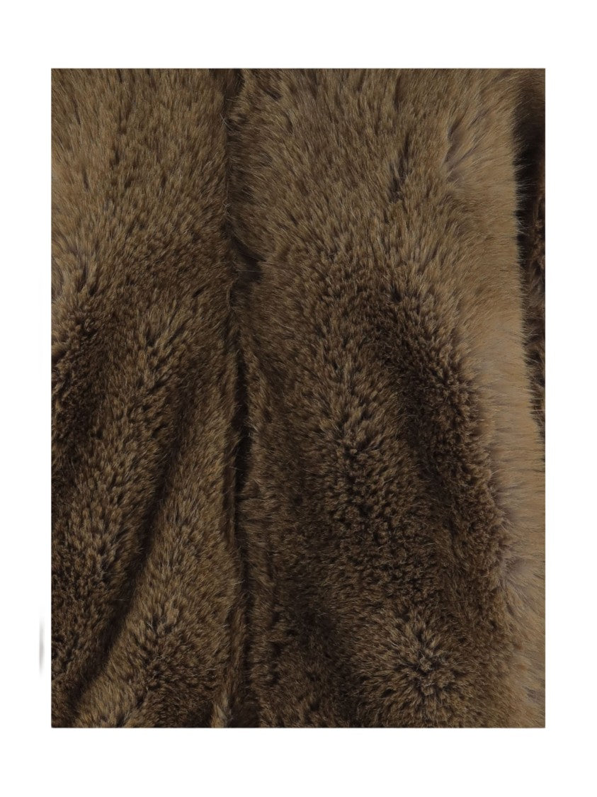 Darkpark Brown High-Collar Faux Fur Jacket