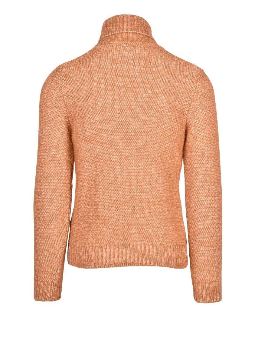 K-Way Rust Cable Knit Cotton-Alpaca High Neck Sweater