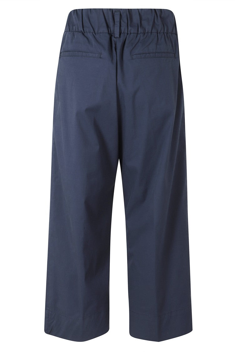 Myths Blue Elastic-Waist Cotton Straight-Leg Pants